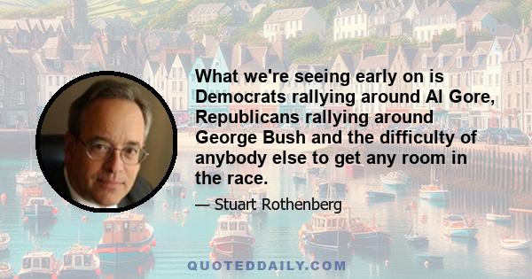 What we're seeing early on is Democrats rallying around Al Gore, Republicans rallying around George Bush and the difficulty of anybody else to get any room in the race.