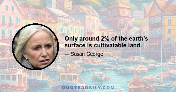 Only around 2% of the earth's surface is cultivatable land.