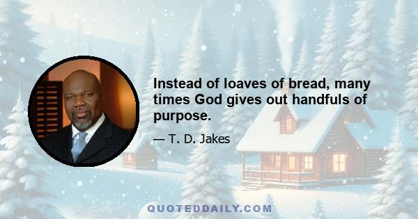 Instead of loaves of bread, many times God gives out handfuls of purpose.