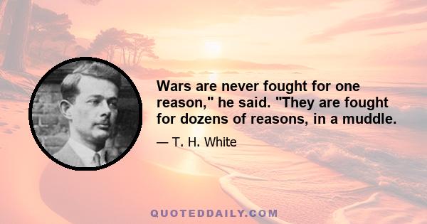 Wars are never fought for one reason, he said. They are fought for dozens of reasons, in a muddle.