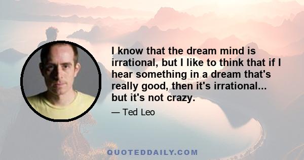 I know that the dream mind is irrational, but I like to think that if I hear something in a dream that's really good, then it's irrational... but it's not crazy.