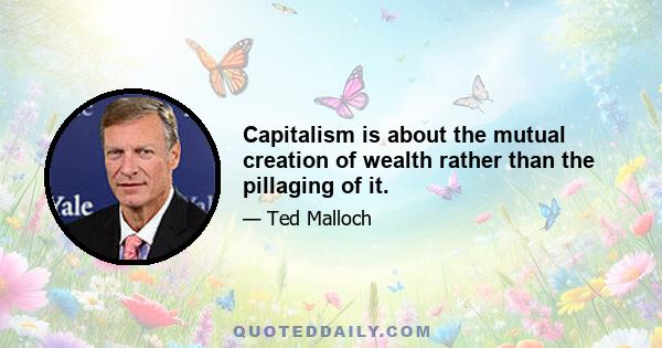 Capitalism is about the mutual creation of wealth rather than the pillaging of it.