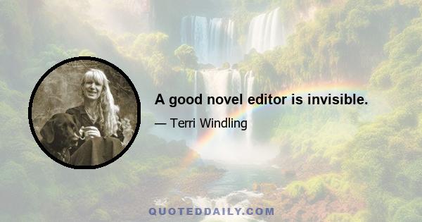 A good novel editor is invisible.