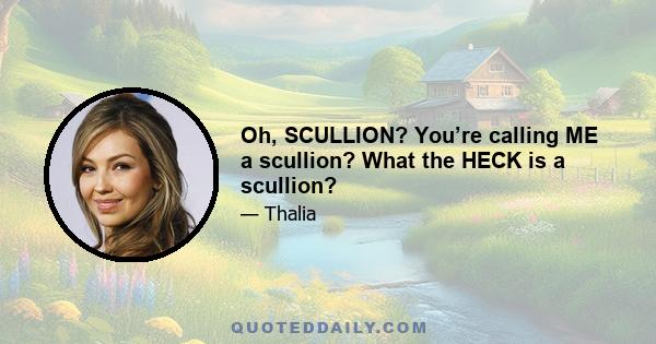 Oh, SCULLION? You’re calling ME a scullion? What the HECK is a scullion?