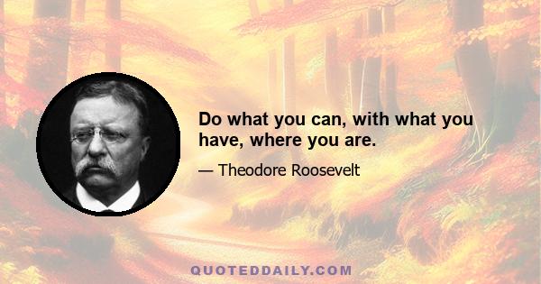 Do what you can, with what you have, where you are.