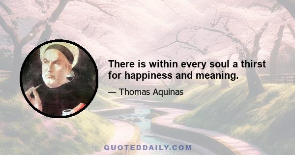 There is within every soul a thirst for happiness and meaning.