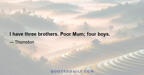 I have three brothers. Poor Mum; four boys.