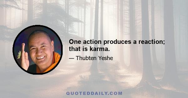 One action produces a reaction; that is karma.