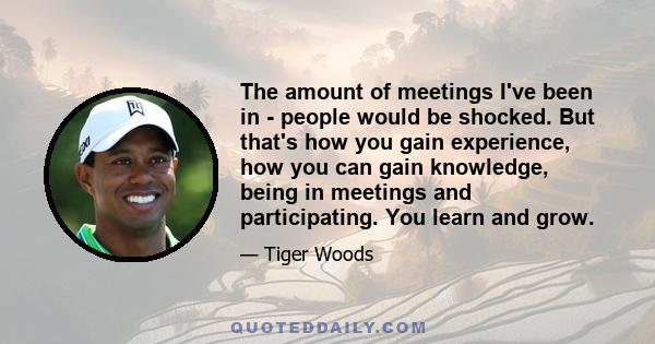 The amount of meetings I've been in - people would be shocked. But that's how you gain experience, how you can gain knowledge, being in meetings and participating. You learn and grow.