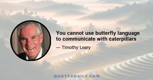 You cannot use butterfly language to communicate with caterpillars