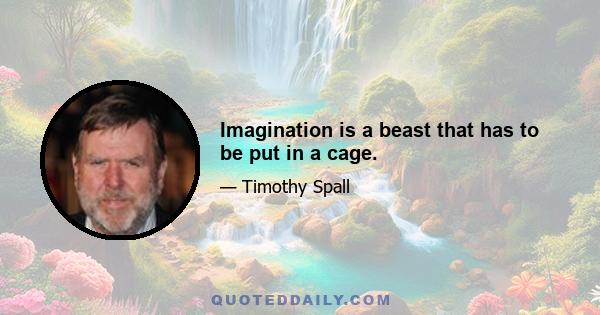 Imagination is a beast that has to be put in a cage.