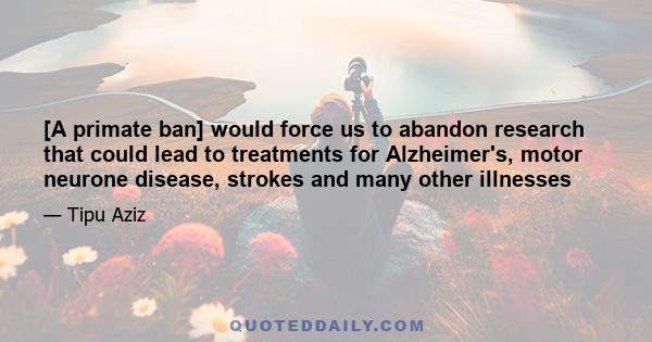 [A primate ban] would force us to abandon research that could lead to treatments for Alzheimer's, motor neurone disease, strokes and many other illnesses