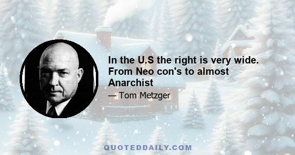 In the U.S the right is very wide. From Neo con's to almost Anarchist