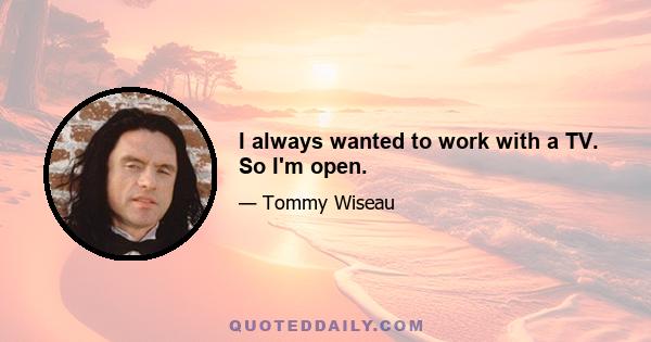 I always wanted to work with a TV. So I'm open.