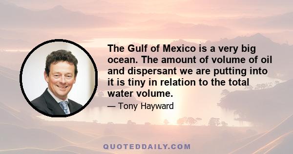 The Gulf of Mexico is a very big ocean. The amount of volume of oil and dispersant we are putting into it is tiny in relation to the total water volume.