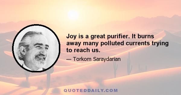 Joy is a great purifier. It burns away many polluted currents trying to reach us.