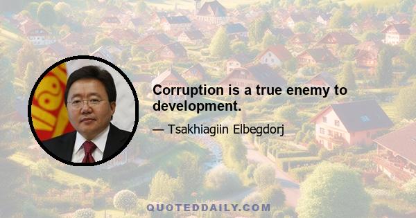 Corruption is a true enemy to development.