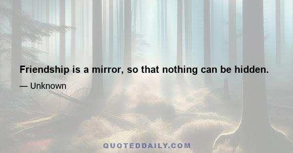 Friendship is a mirror, so that nothing can be hidden.