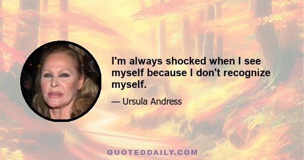 I'm always shocked when I see myself because I don't recognize myself.