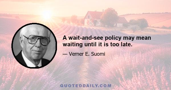 A wait-and-see policy may mean waiting until it is too late.