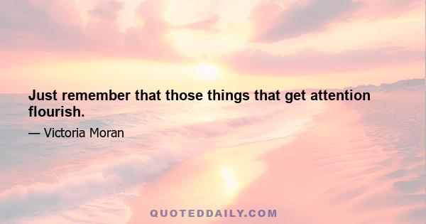 Just remember that those things that get attention flourish.