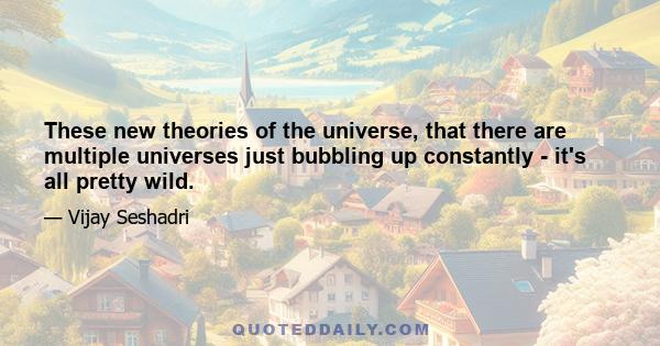 These new theories of the universe, that there are multiple universes just bubbling up constantly - it's all pretty wild.