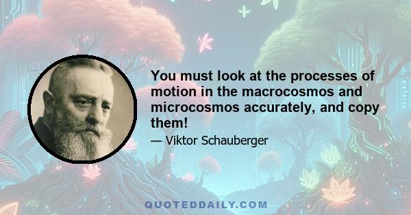 You must look at the processes of motion in the macrocosmos and microcosmos accurately, and copy them!