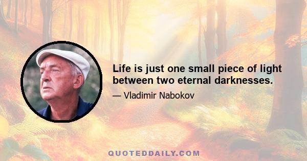 Life is just one small piece of light between two eternal darknesses.