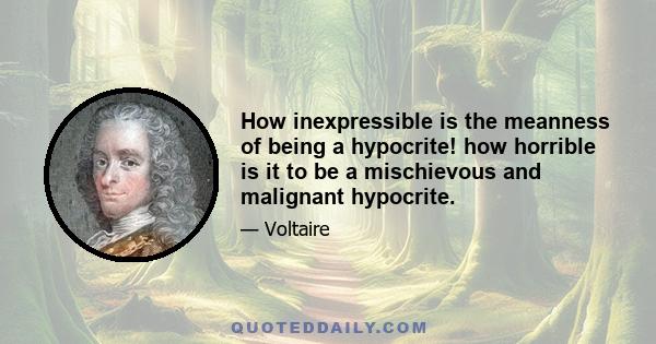 How inexpressible is the meanness of being a hypocrite! how horrible is it to be a mischievous and malignant hypocrite.