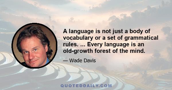 A language is not just a body of vocabulary or a set of grammatical rules. ... Every language is an old-growth forest of the mind.