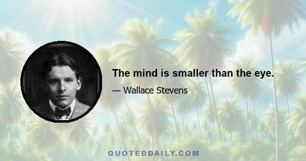 The mind is smaller than the eye.