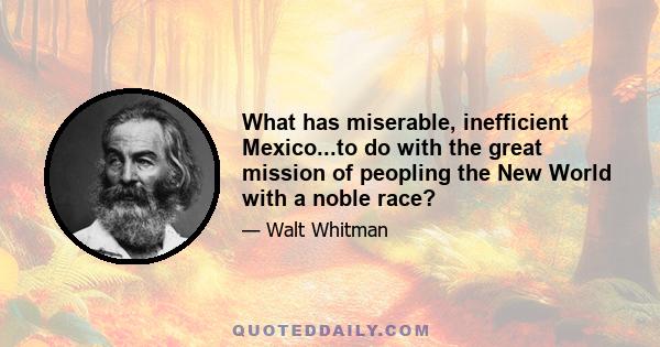 What has miserable, inefficient Mexico...to do with the great mission of peopling the New World with a noble race?