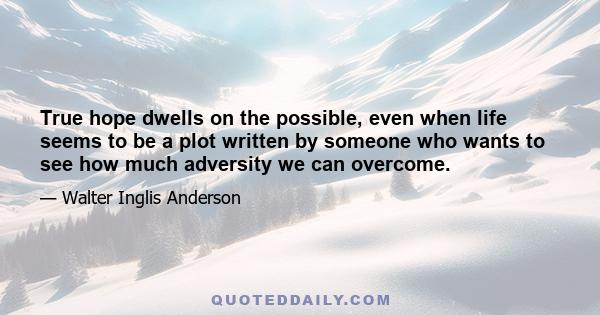 True hope dwells on the possible, even when life seems to be a plot written by someone who wants to see how much adversity we can overcome.