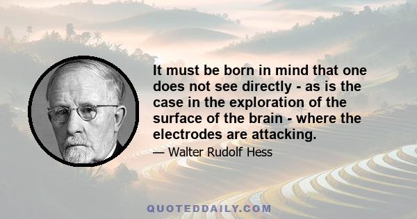 It must be born in mind that one does not see directly - as is the case in the exploration of the surface of the brain - where the electrodes are attacking.