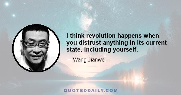 I think revolution happens when you distrust anything in its current state, including yourself.