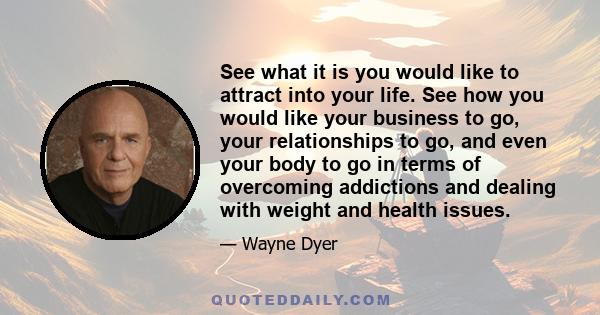 See what it is you would like to attract into your life. See how you would like your business to go, your relationships to go, and even your body to go in terms of overcoming addictions and dealing with weight and