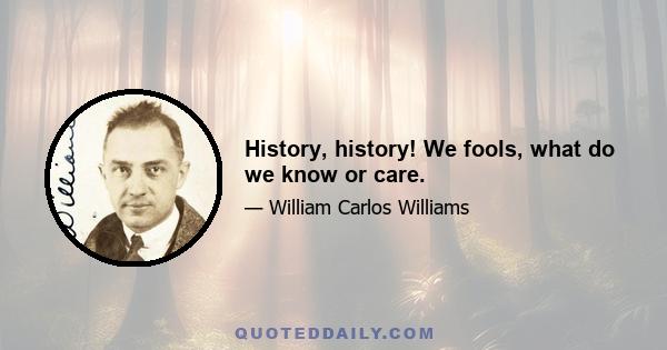 History, history! We fools, what do we know or care.