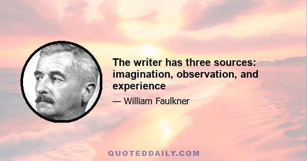 The writer has three sources: imagination, observation, and experience