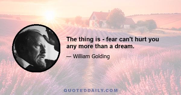 The thing is - fear can't hurt you any more than a dream.