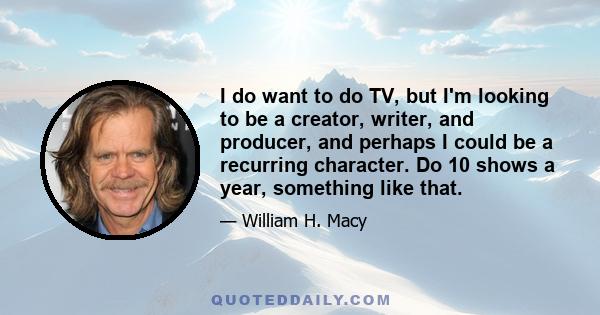 I do want to do TV, but I'm looking to be a creator, writer, and producer, and perhaps I could be a recurring character. Do 10 shows a year, something like that.