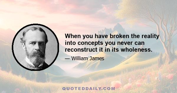 When you have broken the reality into concepts you never can reconstruct it in its wholeness.