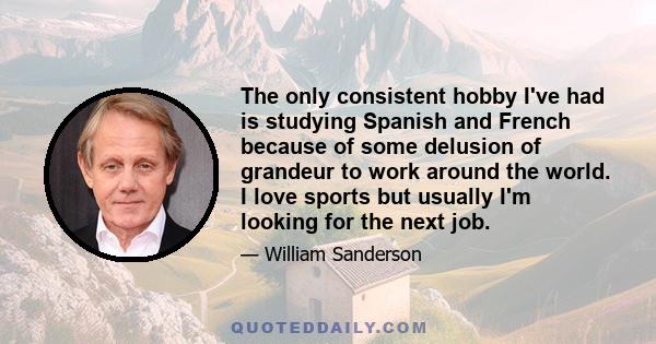 The only consistent hobby I've had is studying Spanish and French because of some delusion of grandeur to work around the world. I love sports but usually I'm looking for the next job.