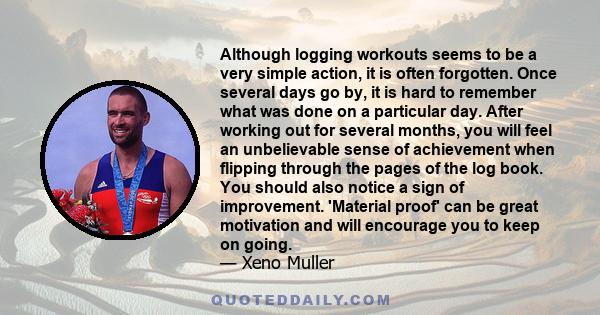 Although logging workouts seems to be a very simple action, it is often forgotten. Once several days go by, it is hard to remember what was done on a particular day. After working out for several months, you will feel