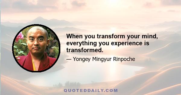 When you transform your mind, everything you experience is transformed.