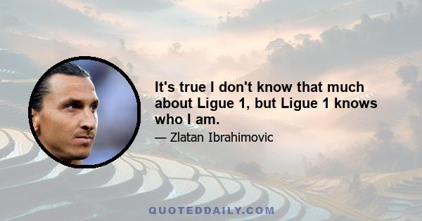 It's true I don't know that much about Ligue 1, but Ligue 1 knows who I am.