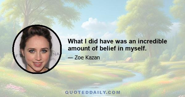 What I did have was an incredible amount of belief in myself.