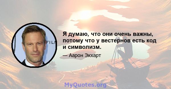 Я думаю, что они очень важны, потому что у вестернов есть код и символизм.