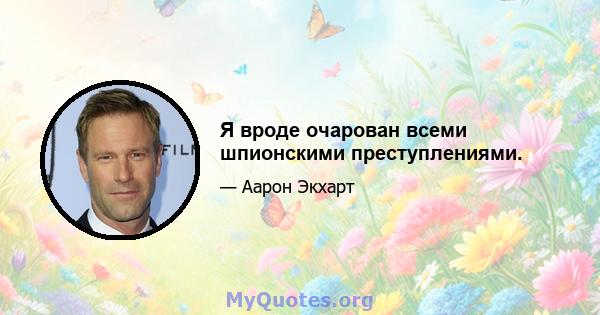 Я вроде очарован всеми шпионскими преступлениями.