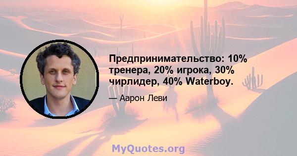 Предпринимательство: 10% тренера, 20% игрока, 30% чирлидер, 40% Waterboy.