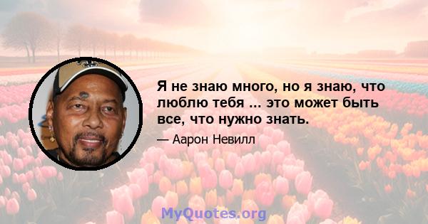 Я не знаю много, но я знаю, что люблю тебя ... это может быть все, что нужно знать.